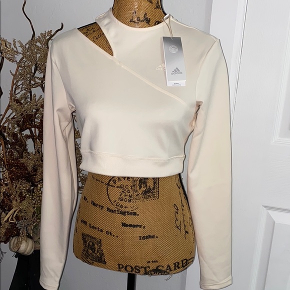 Adidas Cream Asymmetrical Women's Top - Picture 2 of 3